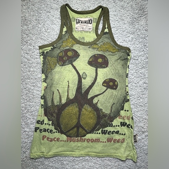 Weed Dress Womens Medium Peace Mushroom Weed Festival Party Casual Racerback - Picture 1 of 5